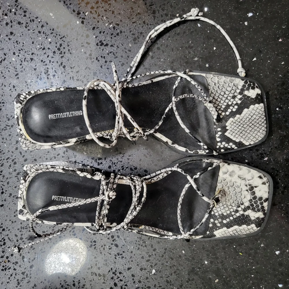 PLT Snake Print Block Heeled Sandals 8.5